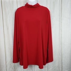 Susan Graver liquid Knit red turtleneck shirt XL